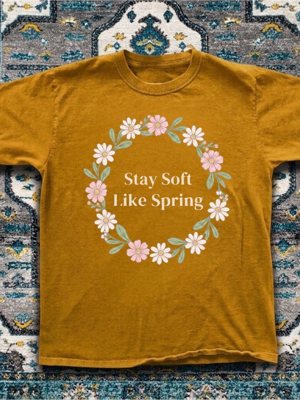 Gildan Spring Floral Wreath Graphic Tee
